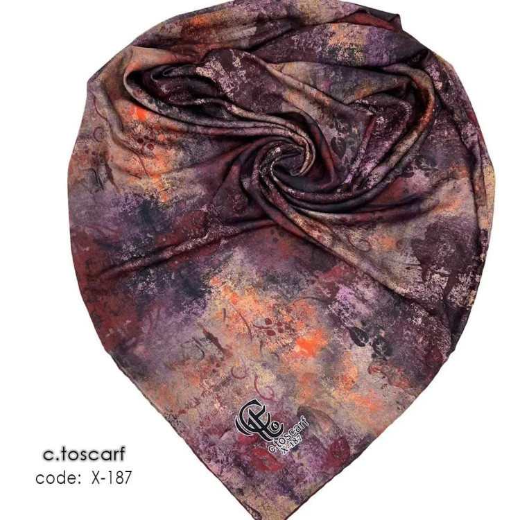 روسری طرح پتینه قواره 140 نخ کاستوم چرخ دوز لیز نیست