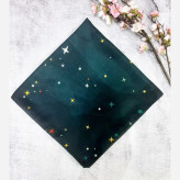 شال نخی قواره بزرگ طرح ستاره شب سرمه ای | بدون لیز خوردگی | 140 سانتی متر