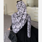 شال زنانه طرح گل رز مشکی طوسی شیک و خاص