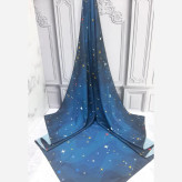 شال نخی قواره بزرگ طرح ستاره شب سرمه ای | بدون لیز خوردگی | 140 سانتی متر