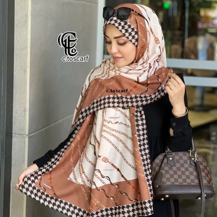 شال زنانه طرح تسمه ای اسپرت نخی دورادو 70*200