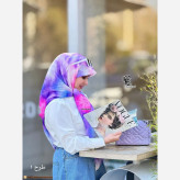 روسری طرح طیفی زنانه، جنس نخ کاستوم سیتو، چرخ دوز، سایز متوسط