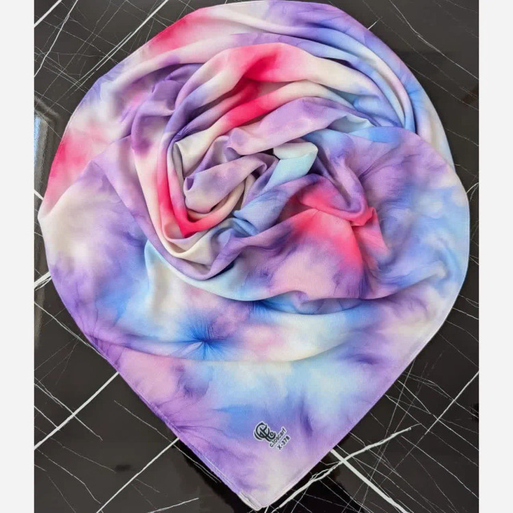 روسری طرح طیفی زنانه، جنس نخ کاستوم سیتو، چرخ دوز، سایز متوسط