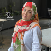 شال نخی طرح برگ پاییز سایز 140 دور دوخت مزونی بدون لغزش