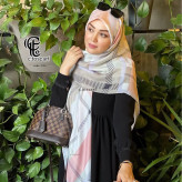 شال و روسری طرح باربری سفید اسپرت قواره بزرگ نخ کاستوم سیتو