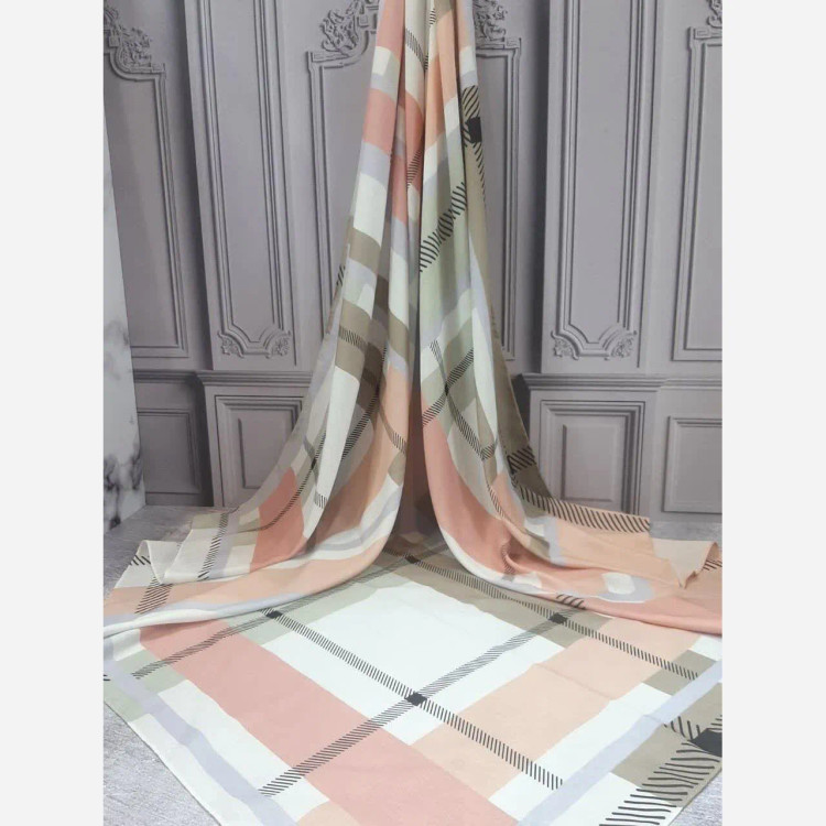 شال و روسری طرح باربری سفید اسپرت قواره بزرگ نخ کاستوم سیتو