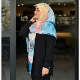 روسری طرح مرجان سایز 140 نخی کاستوم سیتو چرخدوز با طرح دریا و آسمان