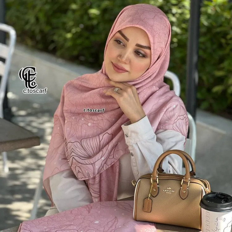 شال نخی طرح ندا قواره بزرگ 140 سانتیمتر زنانه شیک و لطیف