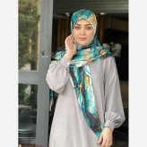 روسری زنانه طرح رزین و آبرنگ سایز 140 جنس نخ کاستوم سیتو
