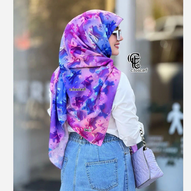 روسری مجلسی طرح ماندانا نخ کاستوم قواره 110 ست مادر دختری