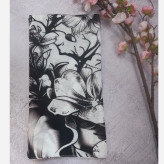 شال و روسری طرح گل و پروانه سفید مشکی نخی اعلا