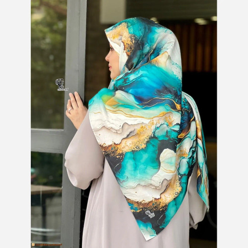 روسری زنانه طرح رزین و آبرنگ سایز 140 جنس نخ کاستوم سیتو