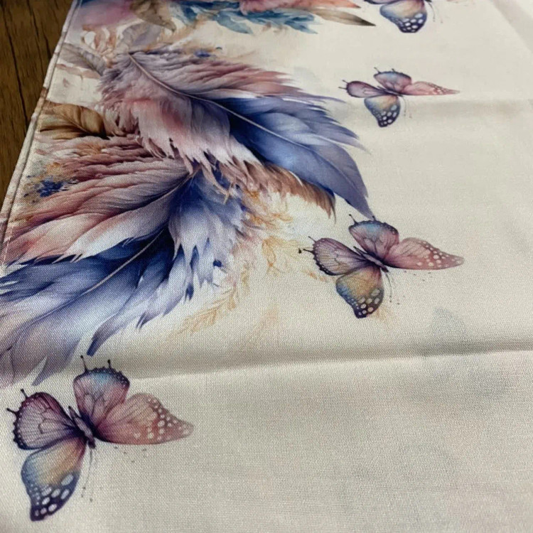 روسری طرح پردیس سایز 140، جنس نخ کاستوم، طرح پروانه و پر، چرخ دوز، شال و روسری زنانه