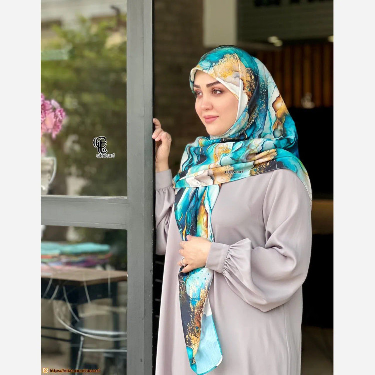 روسری زنانه طرح رزین و آبرنگ سایز 140 جنس نخ کاستوم سیتو