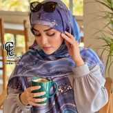 شال و روسری طرح رزین نخی کاستوم قواره بزرگ 140 سانتی شیک و مجلسی