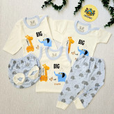 لباس نوزاد پسرانه و دخترانه طرح فیل و زرافه - ست 4 تکه پنبه ای - مناسب 0 تا 9 ماه