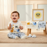 لباس نوزاد پسرانه و دخترانه طرح فیل و زرافه - ست 4 تکه پنبه ای - مناسب 0 تا 9 ماه