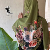 روسری نخی قواره بزرگ طرح گل برجسته 140 سانتی | شال مجلسی خاص