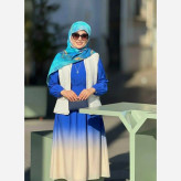 روسری طرح اطلس دریایی قواره بزرگ دور دوخت مزونی شیک زنانه