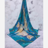 روسری طرح اطلس دریایی قواره بزرگ دور دوخت مزونی شیک زنانه