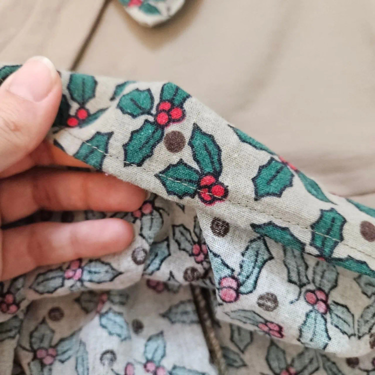 پیراهن دخترانه لش دورس و لینن با پاپیون طرح دار | مناسب 40 تا 55