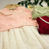 پیراهن دخترانه مجلسی یقه گرد دانتل دار پاپیون دار مناسب 2 تا 9 سال