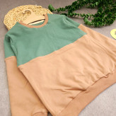 بلوز دورس پنبه لاکرا بچگانه طرح دو رنگ سبز و قهوهای مناسب 1 تا 10 سال