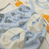 لباس نوزاد پسرانه و دخترانه طرح فیل و زرافه - ست 4 تکه پنبه ای - مناسب 0 تا 9 ماه