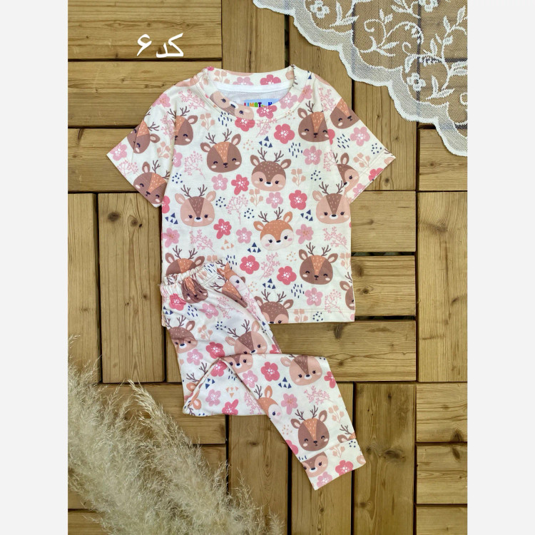 ست راحتی دخترانه بلوز شلوار بهاره آستین کوتاه 1 تا 8 سال