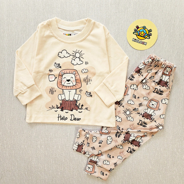 ست راحتی پسرانه و دخترانه طرح شیر و ابر | لباس خواب کودک پنبه ای