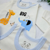 لباس نوزاد پسرانه و دخترانه طرح فیل و زرافه - ست 4 تکه پنبه ای - مناسب 0 تا 9 ماه