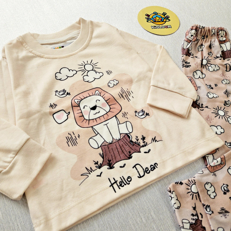 ست راحتی پسرانه و دخترانه طرح شیر و ابر | لباس خواب کودک پنبه ای