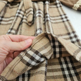 پیراهن دخترانه مخمل کبریتی و چهارخانه با گیپور و پاپیون | مناسب 2 تا 12 سال