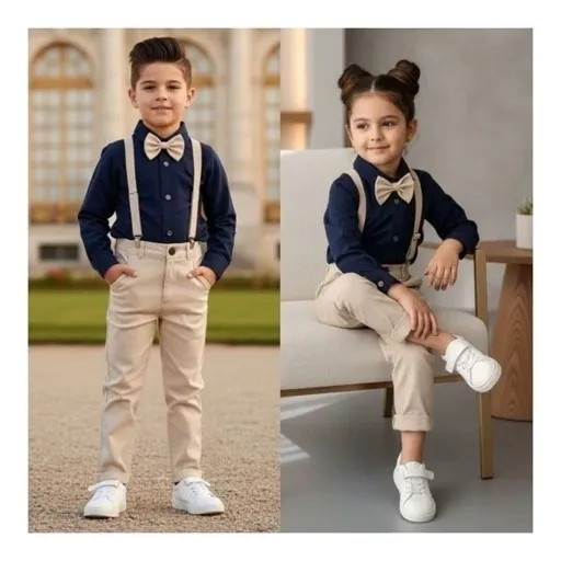 ست مجلسی ساسبند پسرانه 4 تکه عیدانه پیراهن شلوار ساسبند پاپیون 4 تا 12 سال