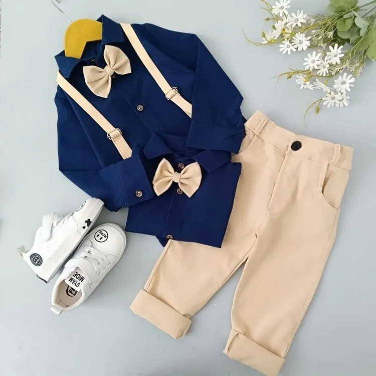 ست مجلسی ساسبند پسرانه 4 تکه عیدانه پیراهن شلوار ساسبند پاپیون 4 تا 12 سال