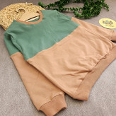 بلوز دورس پنبه لاکرا بچگانه طرح دو رنگ سبز و قهوهای مناسب 1 تا 10 سال