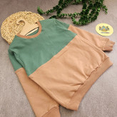 بلوز دورس پنبه لاکرا بچگانه طرح دو رنگ سبز و قهوهای مناسب 1 تا 10 سال