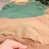 بلوز دورس پنبه لاکرا بچگانه طرح دو رنگ سبز و قهوهای مناسب 1 تا 10 سال