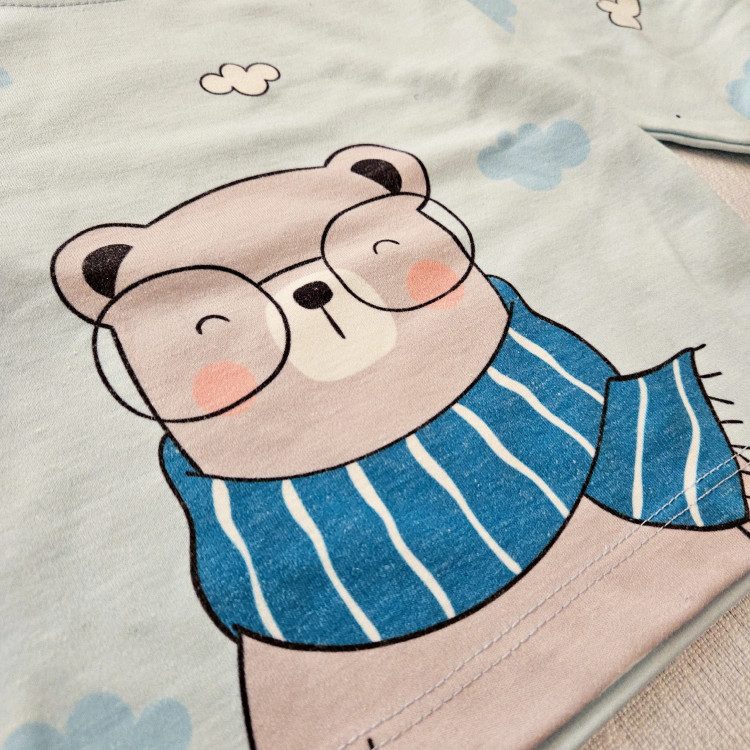 ست بلوز و شلوار راحتی بچگانه طرح خرس عینکی | لباس راحتی کودک پنبه ای