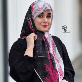 روسری طرح رزین سرخابی مشکی نخ کاستوم سیتو ایستادگی عالی