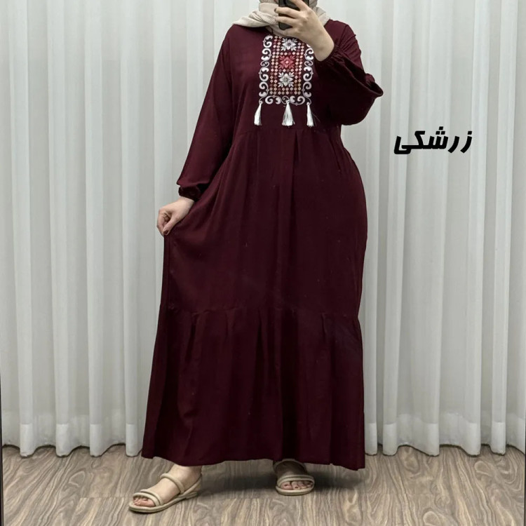 پیراهن نخی منگوله دار