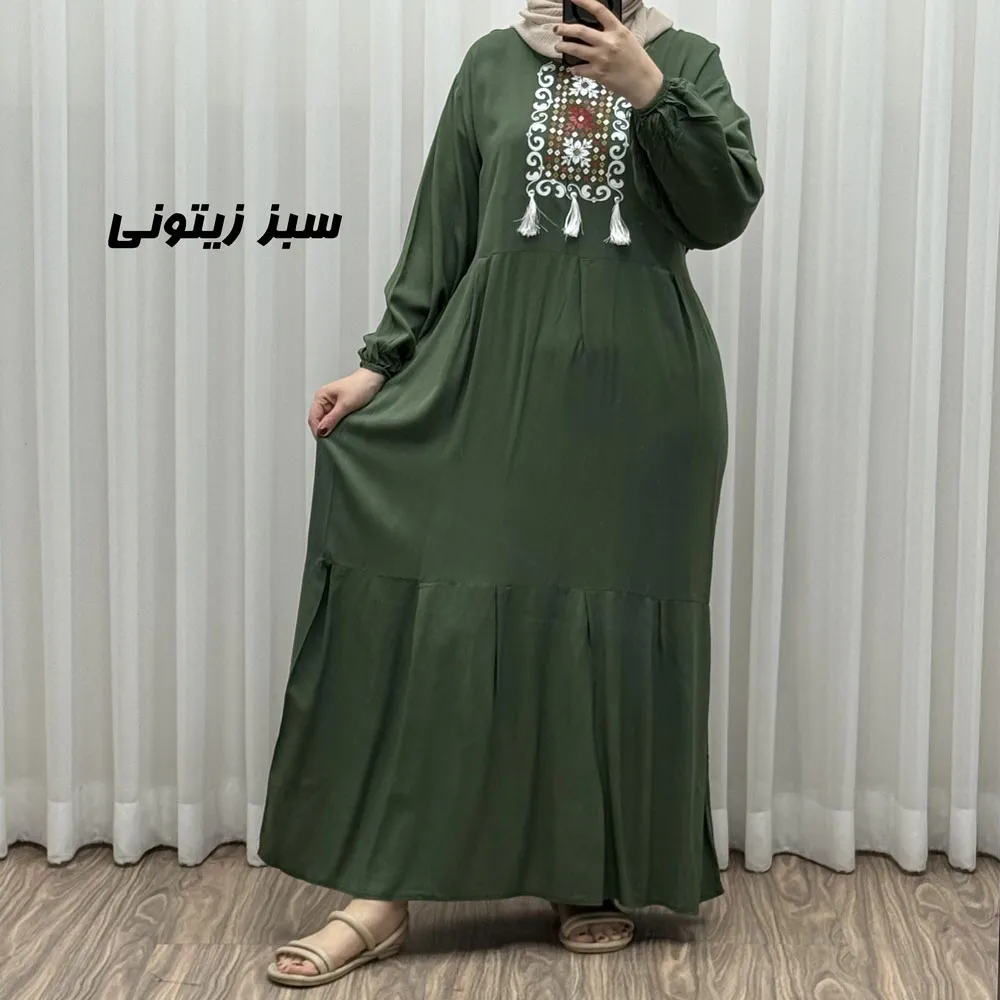 پیراهن نخی منگوله دار