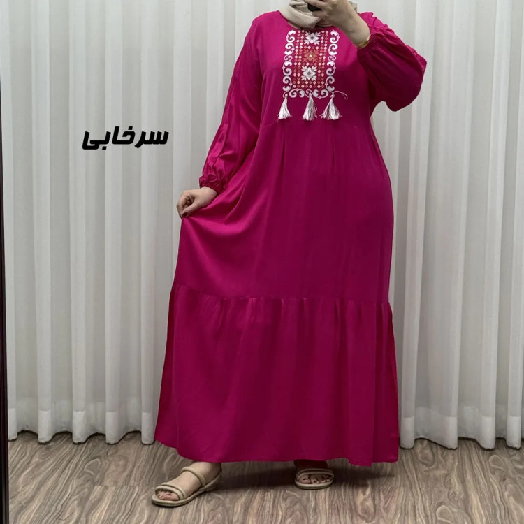 پیراهن نخی منگوله دار
