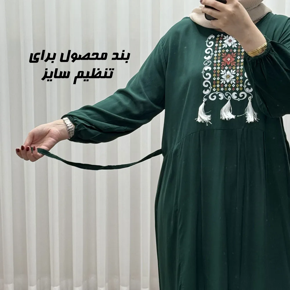 پیراهن نخی منگوله دار
