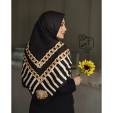 روسری مجلسی ساتن ابریشم طرح طلا قواره 140 توییل