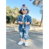 ست سه تیکه پسرانه کت و شلوار جین و بلوز نخ پنبه سایز یک تا پنج سال