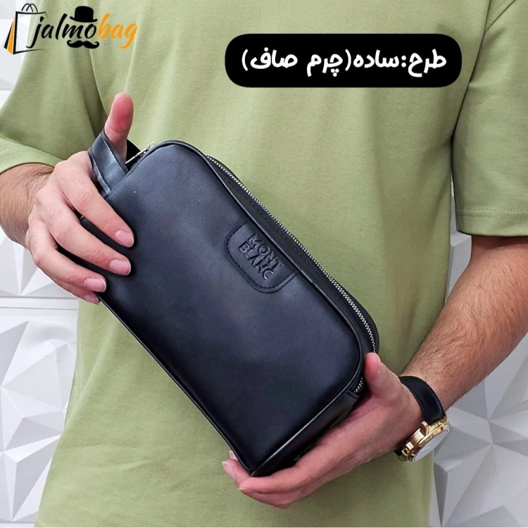 کیف دستی مردانه چرم صنعتی ضخیم دو خانه بند دستی