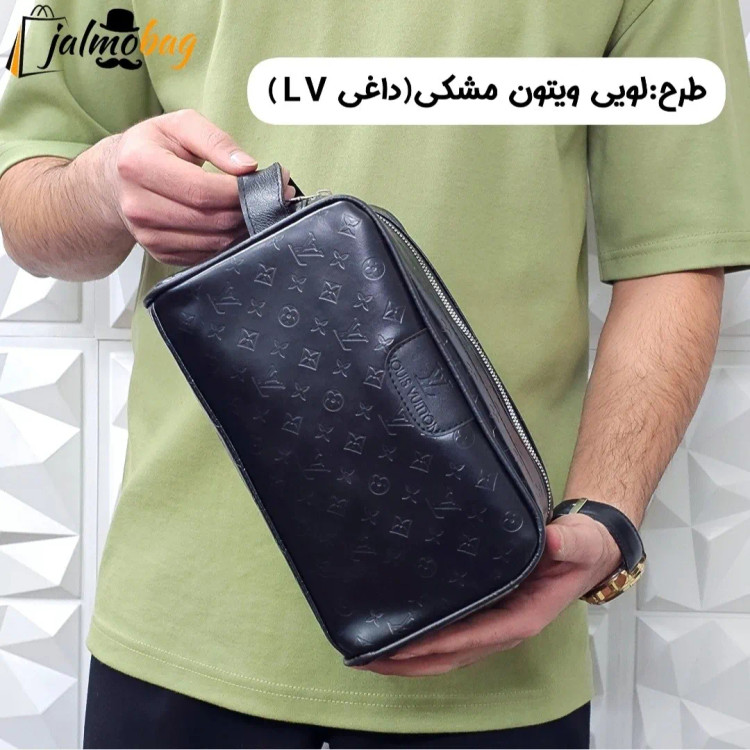 کیف دستی مردانه چرم صنعتی ضخیم دو خانه بند دستی
