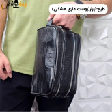 کیف دستی مردانه چرم صنعتی ضخیم دو خانه بند دستی