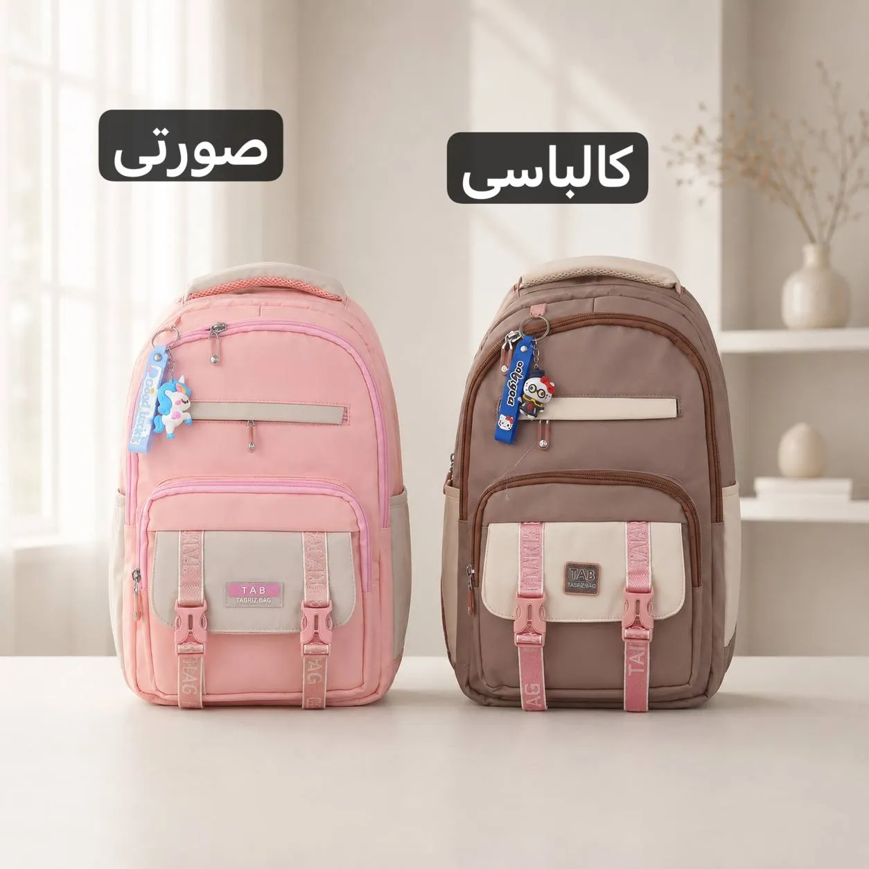 کوله پشتی مدرسه و دانشگاه پارچه ای مدل زیپی ابعاد 46 در 38 سانتیمتر